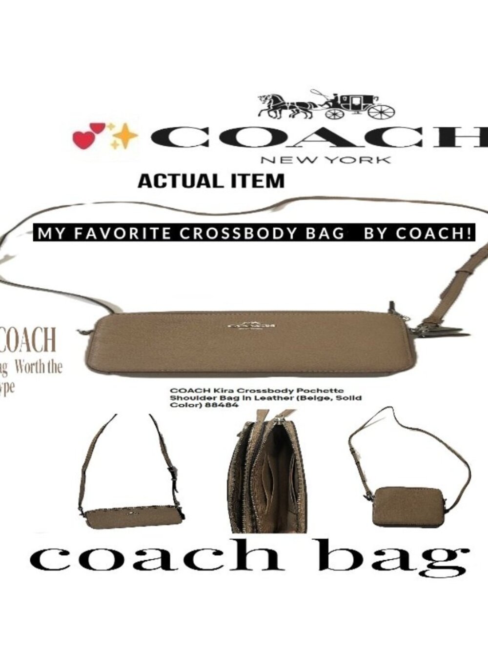🛑 COACH 🆒 KIRA Pochette ➕ BAG Crossbody HANDBAG Logo PURSE Shoulder💸BUYNOW‼️